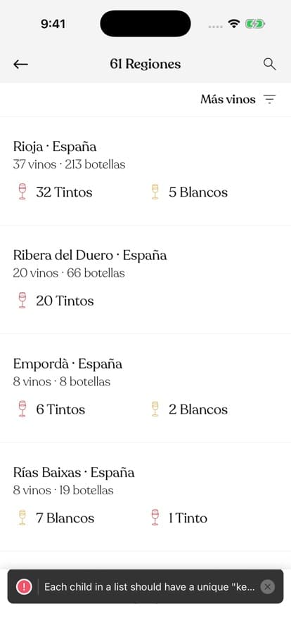 La lista de regiones con Rioja a la cabeza y otras regiones españolas con sus contadores