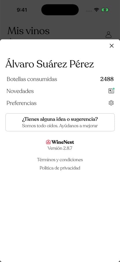 El perfil con el contador de botellas consumidas en 2.488